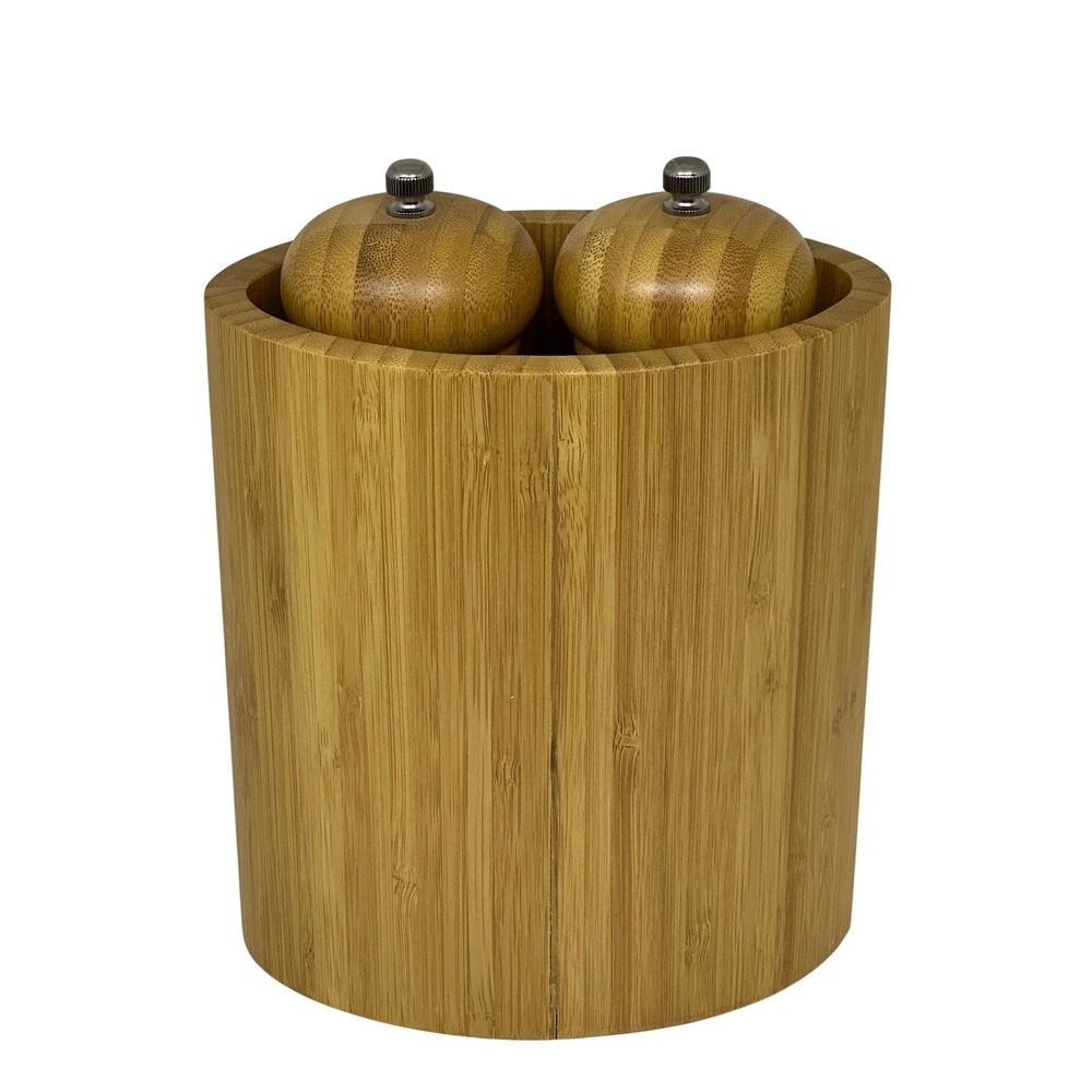 Totally Bamboo Salt and Pepper Grinder Set Brown Wood Kitchen Storage Holder 3pc